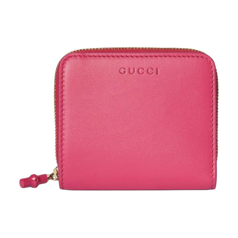 GUCCI Soft Leather Wallet Small Women's Fuchsia