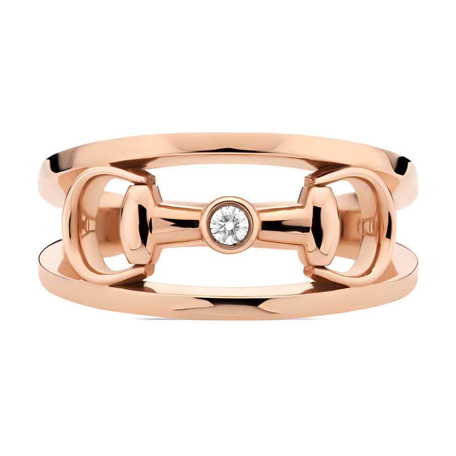 GUCCI Gucci Horsebit 18k wide diamond ring