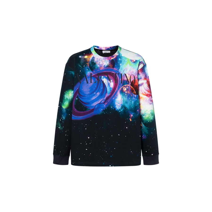 Valentino Sweatshirts Men's Black Crew Neck Moderate Regular