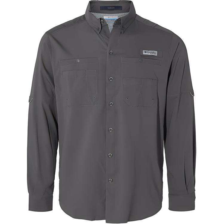 Columbia PFG Shirts Unisex Gray/023 Lapel Thin