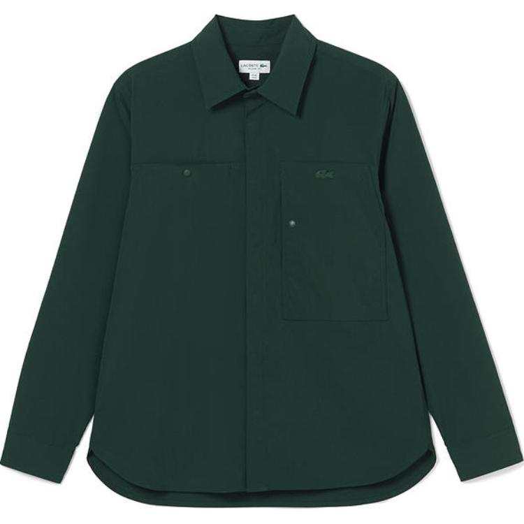 LACOSTE LACOSTE Shirts Men's Dark Green Lapel Thin Other