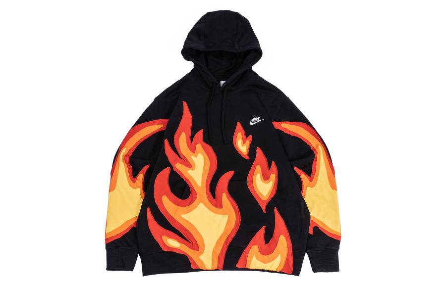 Nike Nike Wild Crane Manufacturing CNY Year Of The Snake Theme, Graffiti Flame Pullover Fleece Lined Hooded Long Sleeved