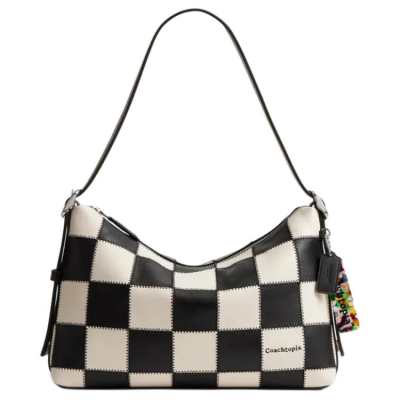 Coachtopia Leather Shoulder Bag Large Unisex Black & White