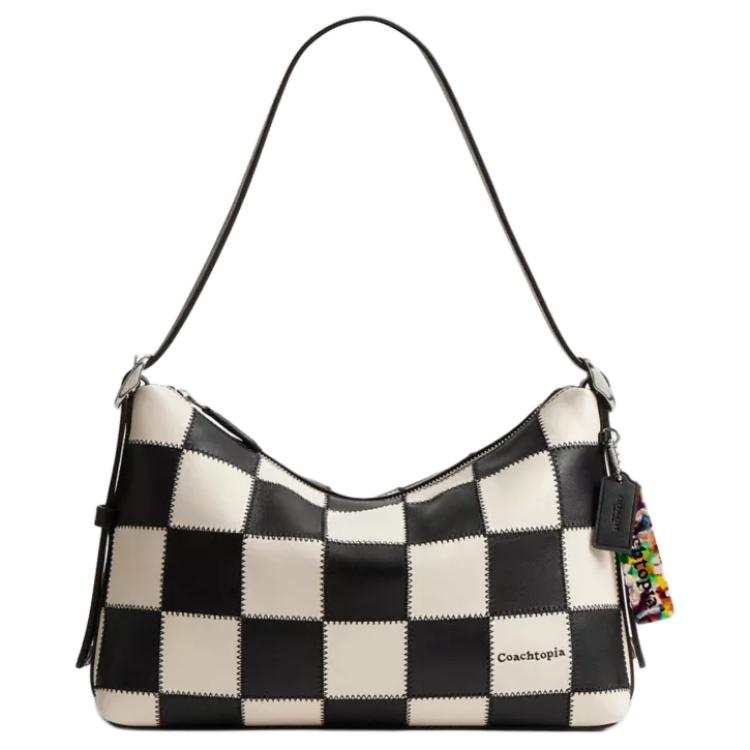 Coachtopia Coachtopia Leather Shoulder Bag Large Unisex Black & White