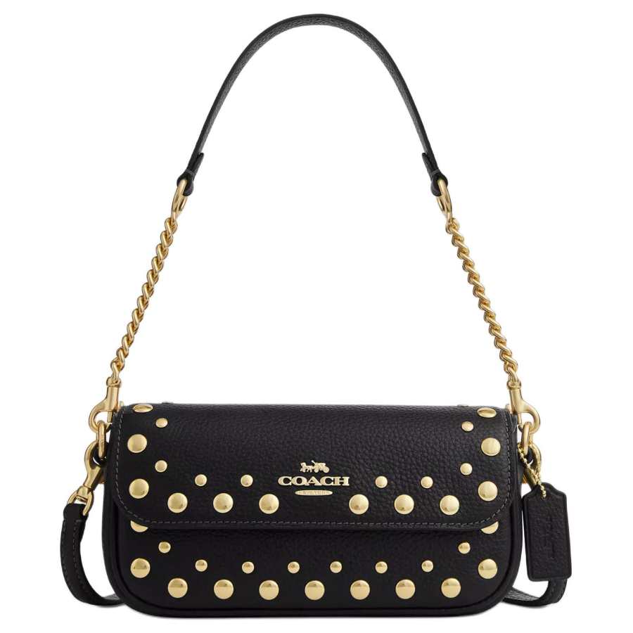 COACH HaileyFlap Delicate Pebble Leather Crossbody Bag, Shoulder Bag Small Women's Black