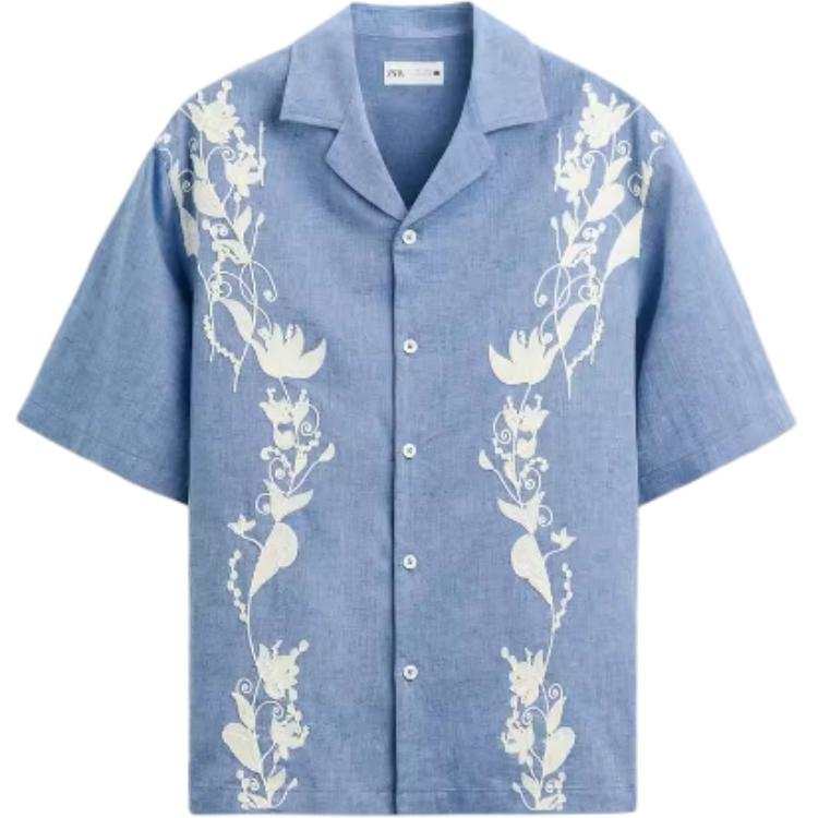 ZARA Shirts Men's Indigo Lapel Moderate Other