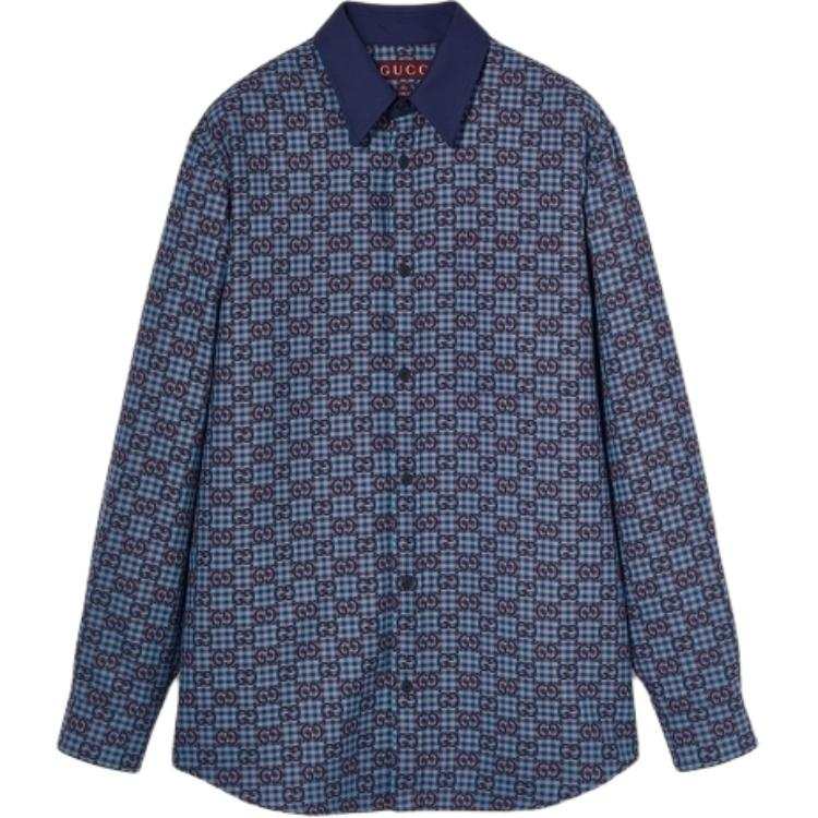 GUCCI Gg Vichy Cotton Wool Jacquard Shirt