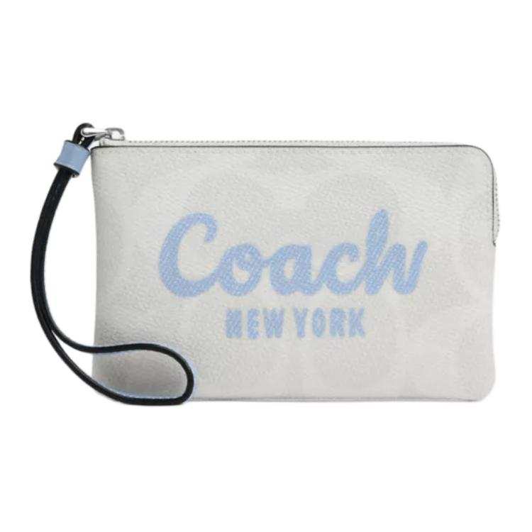 COACH COACH Coated Canvas Clutch Small Women's Chalk & Blue