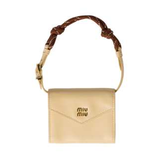 MIU MIU Cow Leather One Shoulder Wallet Women's Brown