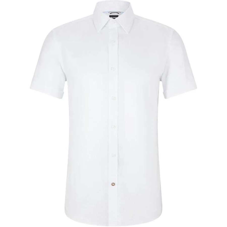 HUGO BOSS Shirts Men's White Lapel Moderate Other