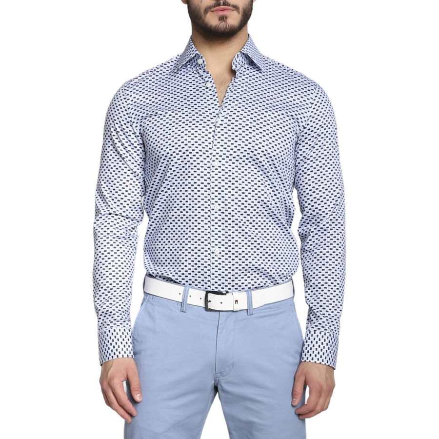 HUGO BOSS Shirts Men's Blue Lapel Moderate Other