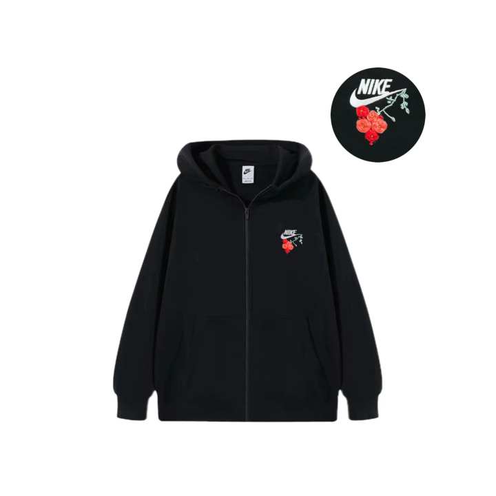 Nike Nike Sweatshirts Unisex Black Hooded Moderate Cardigan