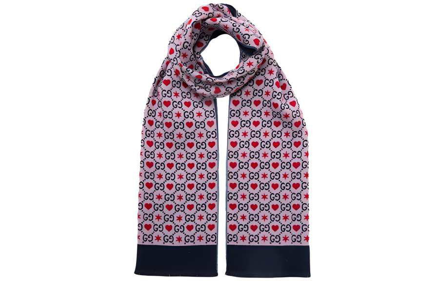 GUCCI Knit Scarves Women's Pink & Black