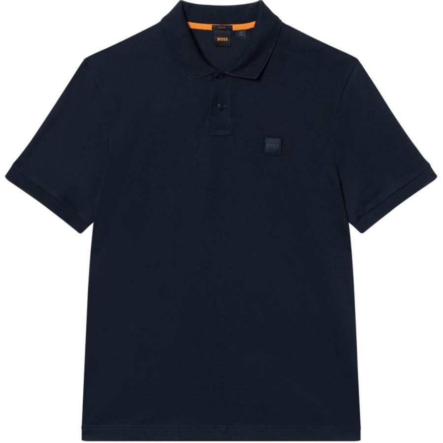 HUGO BOSS Stretch Cotton Slim Fit Polo Shirt With Logo Patch Polo Shirt Men's Marine Blue