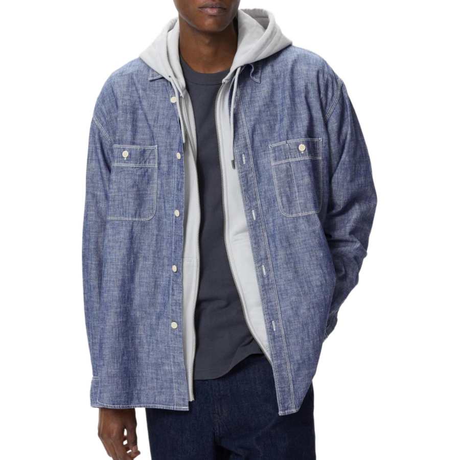 UNIQLO Shirts Men's Sea Blue Lapel Moderate