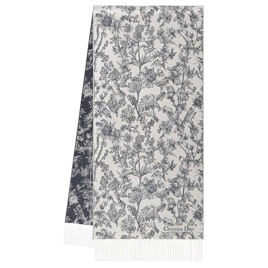 DIOR Cashmere Knit Scarves Women's Marine Blue