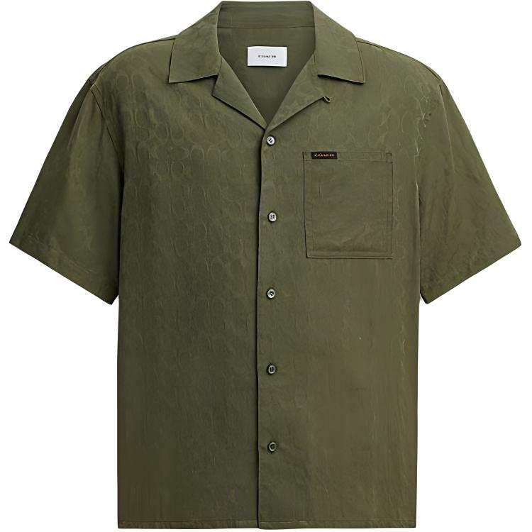 COACH Shirts Men's Green Cuban Collar Moderate Other