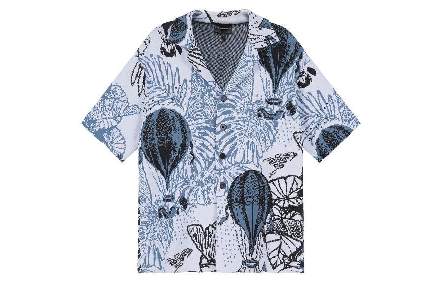 Emporio Armani patterned-intarsia short-sleeve shirt