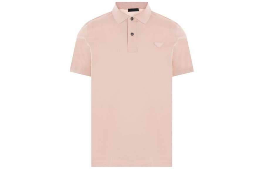 PRADA PRADA Polo Shirts Men's Pink Polo Collar Moderate Other