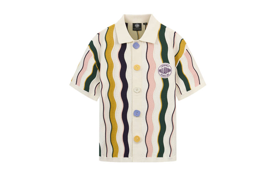 Palladium SS24 Shirt Unisex White Purple Stripes Wave