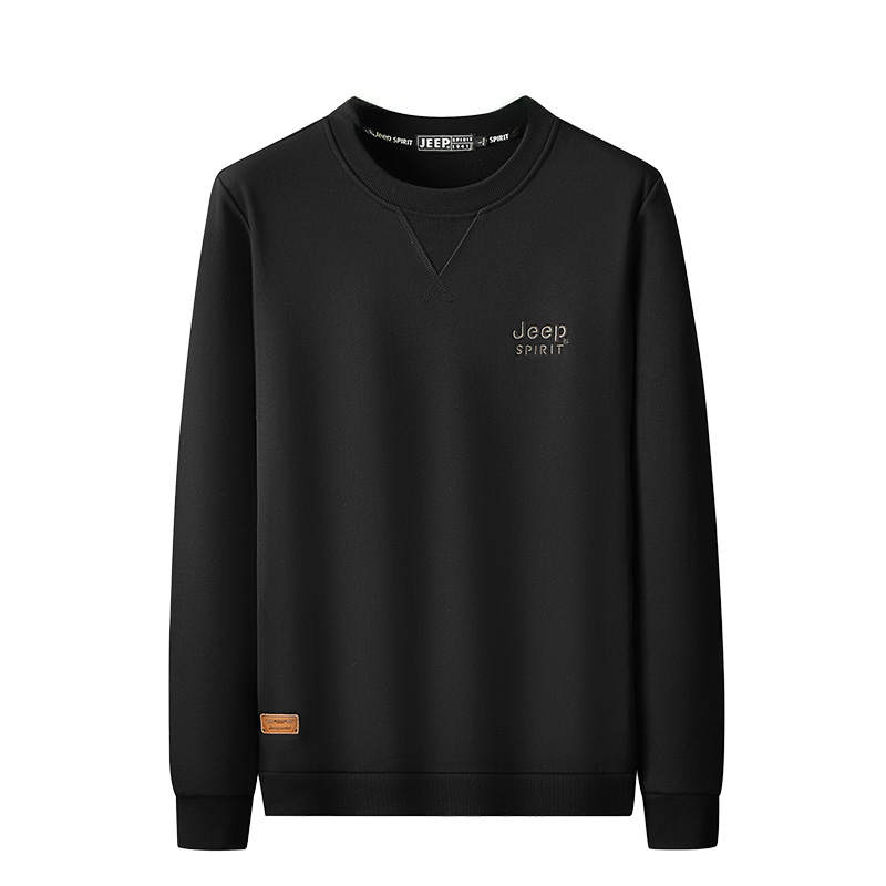 JEEP SPIRIT Sweatshirts Unisex Black Crew Neck Thickened Regular
