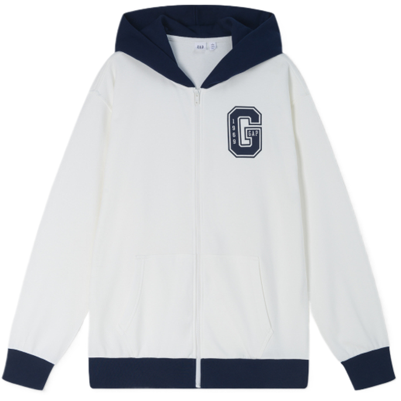 GAP Letter Print Logo Color Block Patchwork Fleece Lined Hooded Long Sleeved Sweatshirt Unisex