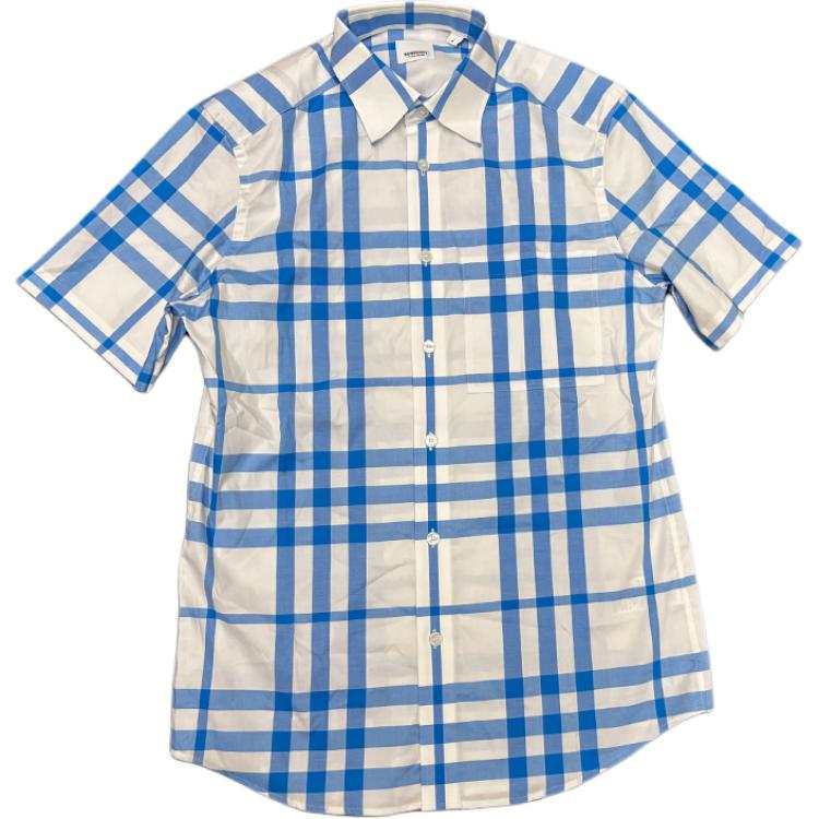Burberry Shirts Men's Blue Lapel Moderate Straight Fit