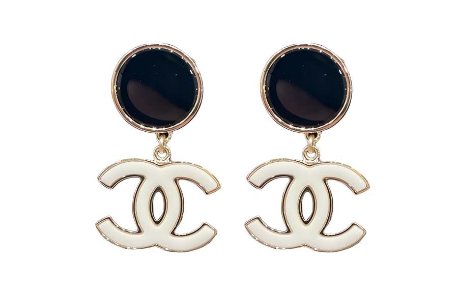 CHANEL Fashion Trend Alloy Earrings Women's White