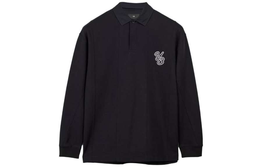 Y-3 Y 3 Logo Patch Long Sleeved Polo Shirt