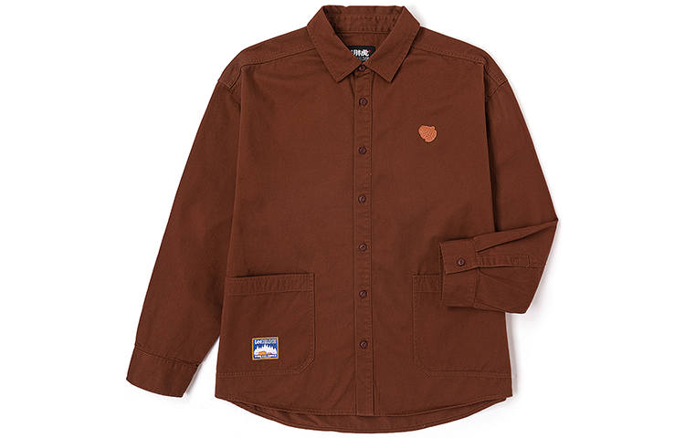 Lee Lee Shirts Unisex Brown Lapel Moderate Shirt