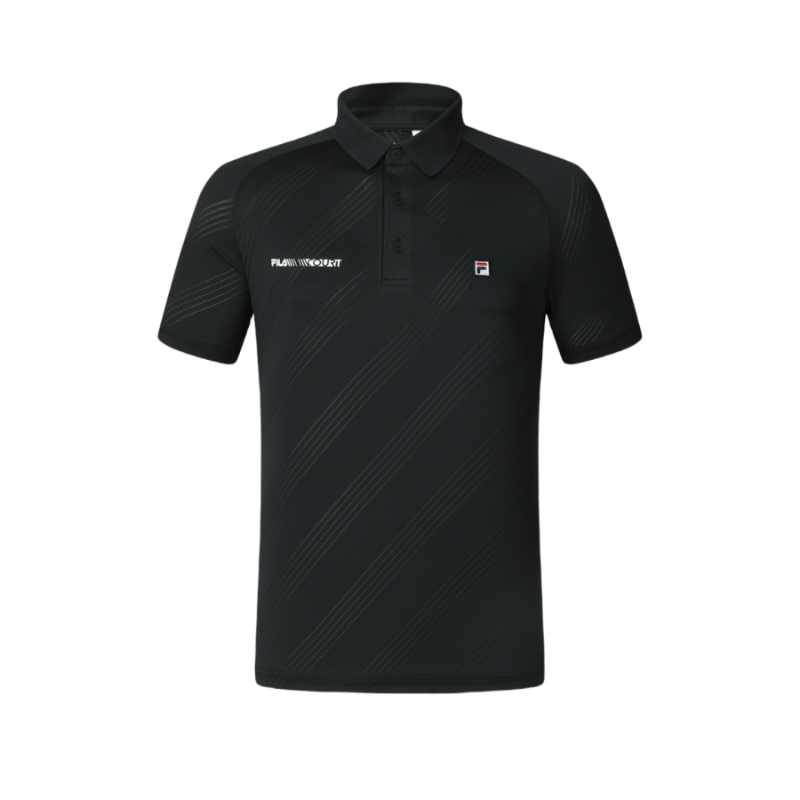 FILA Tennis Polo Shirts Men's Dark Current Black Moderate Straight Fit