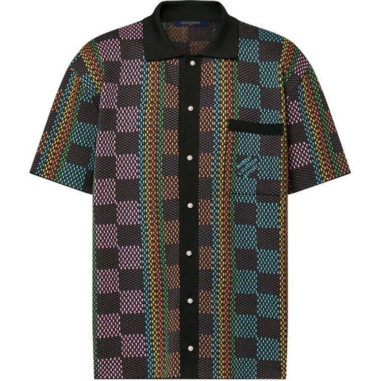 LOUIS VUITTON Damier Short Sleeved Cotton Knit Shirt