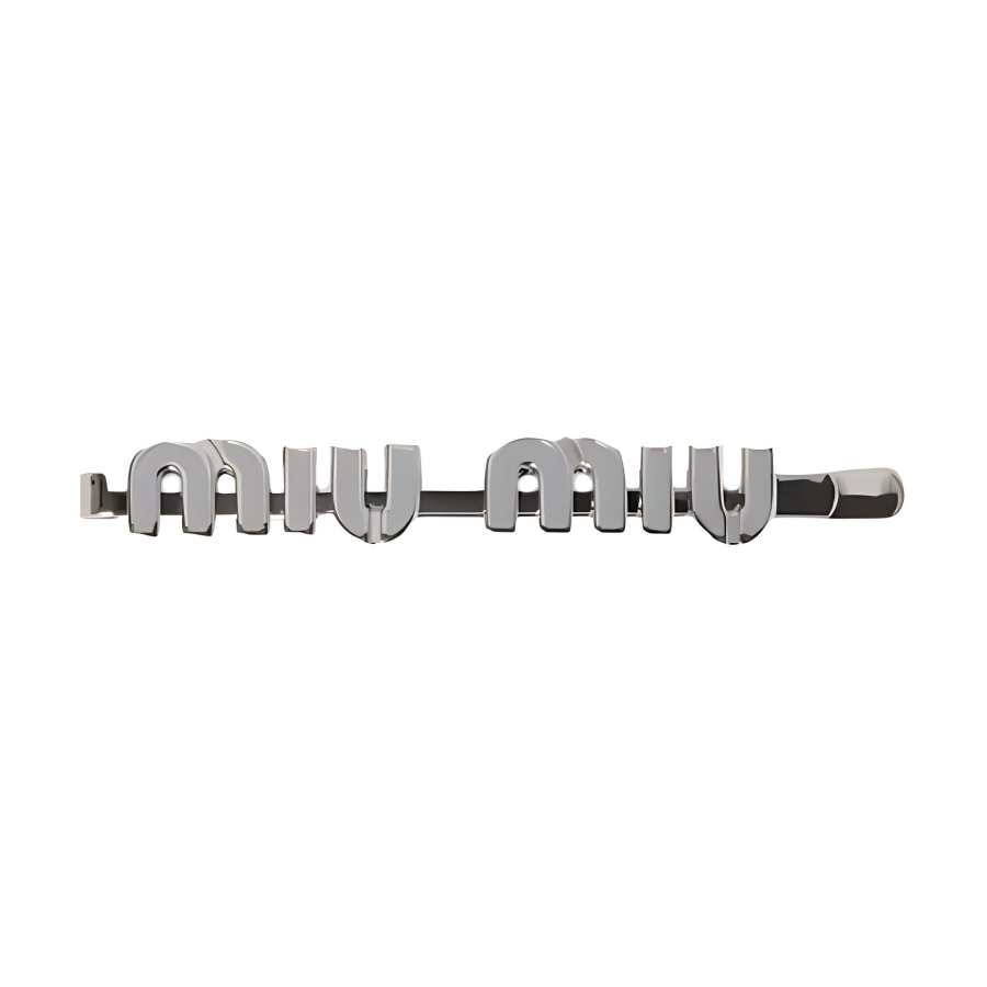 MIU MIU Metal Hair Clips Unisex Pearl Gray