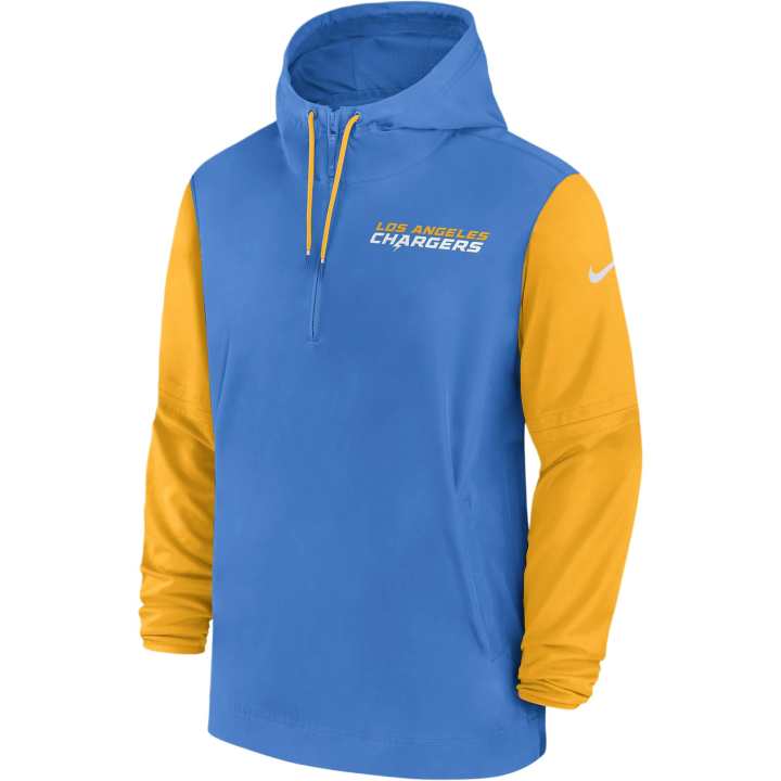 Nike Nike Los Angeles Chargers Sideline Pre-Game Player Men's Nike Nfl 1/2-Zip Hooded Jacket