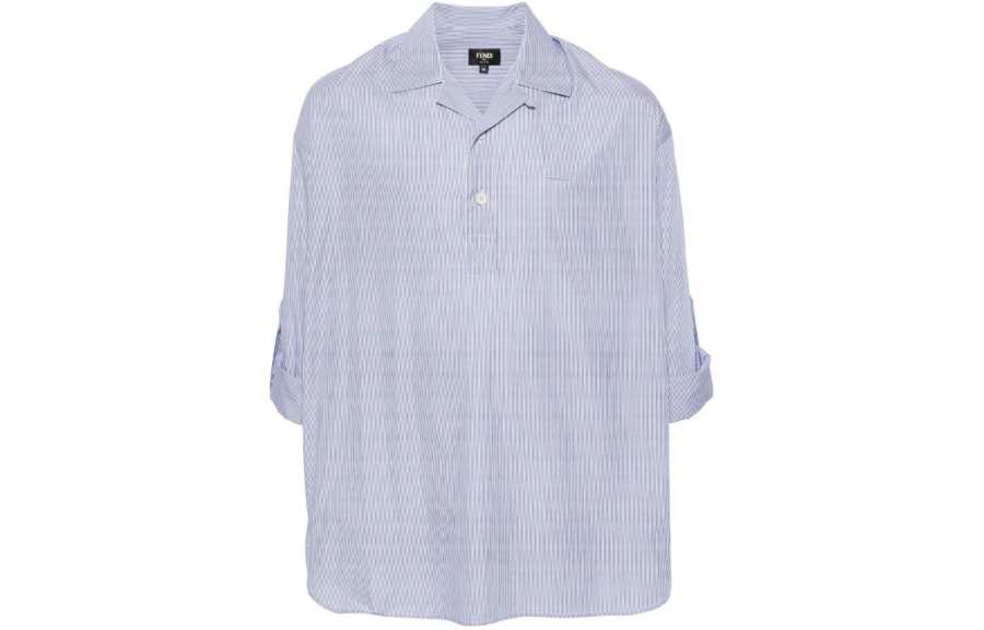 FENDI Striped Cotton Polo Shirt