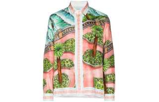 Ann Demeulemeester X CASABLANCA Shirts Men's Green Purple Park Square Collar Moderate Other