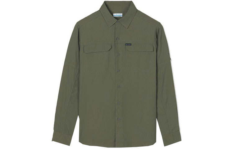 Columbia Shirts Men's Green Lapel Moderate Shirt