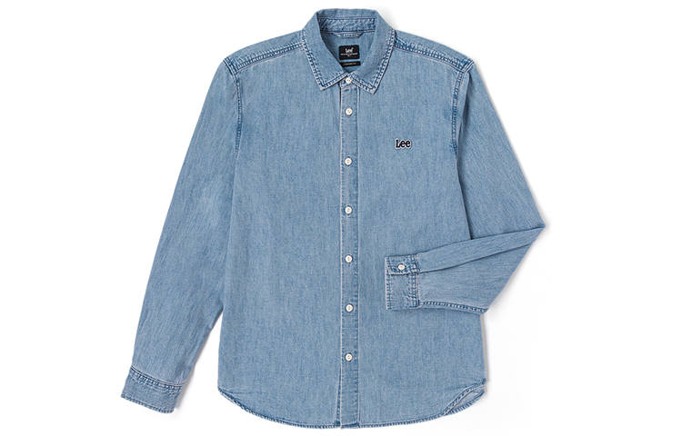 Lee Lee Shirts Men's Light Blue Lapel Moderate Denim