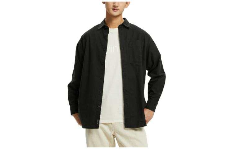 Calvin Klein Shirts Men's BEH Black Pointed Collar Moderate Other