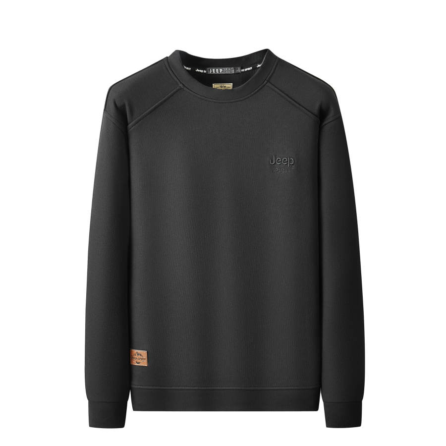 JEEP SPIRIT Sweatshirts Unisex Black Crew Neck Thickened