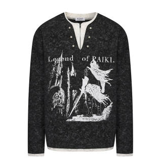 PAIKI Sweatshirts Unisex V Neck Moderate Mock Two Piece