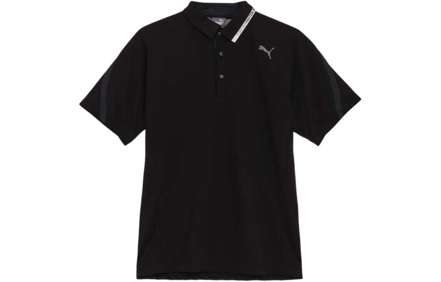 PUMA Polo Shirts Men's Black Polo Collar Moderate Straight Fit