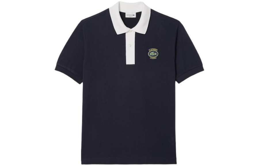 LACOSTE Polo Shirt Men's Marine Blue/White
