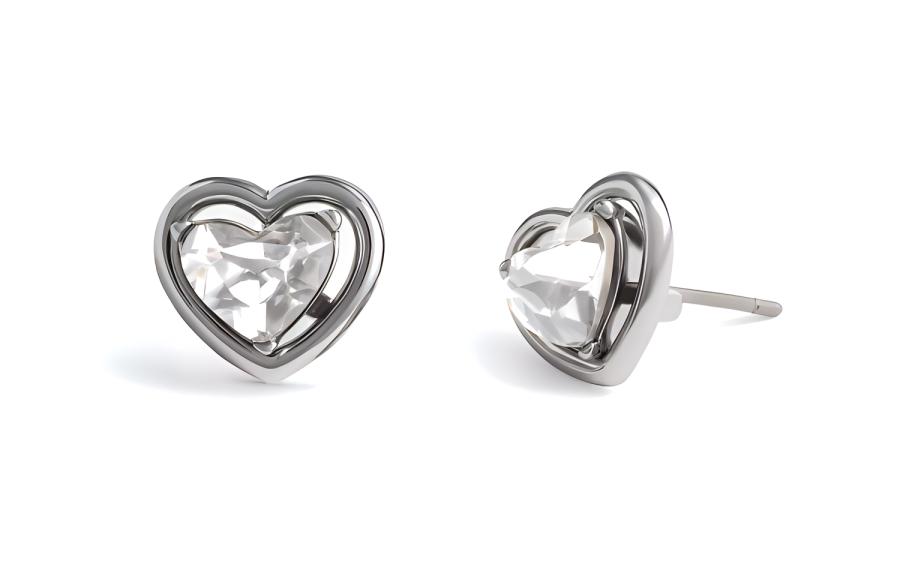 COACH Brass, Glass, Cubic Zirconia Stud Earrings Women's Silver