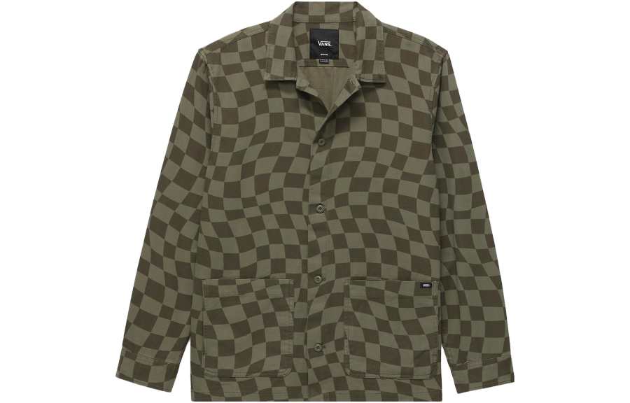 Vans Vans Shirts Men's Army Green Lapel Moderate Other