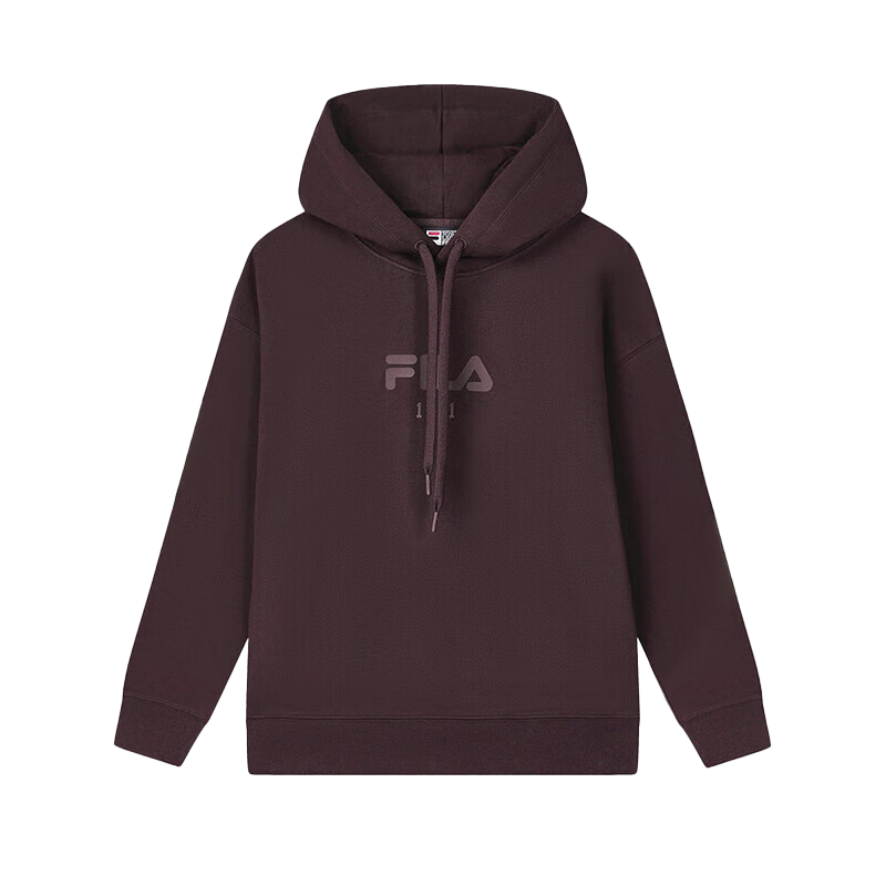 FILA ORIGINALE Soft Comfortable Loose Knit Hooded Fleece Long Sleeve Sweatshirt Unisex Sandalwood Brown