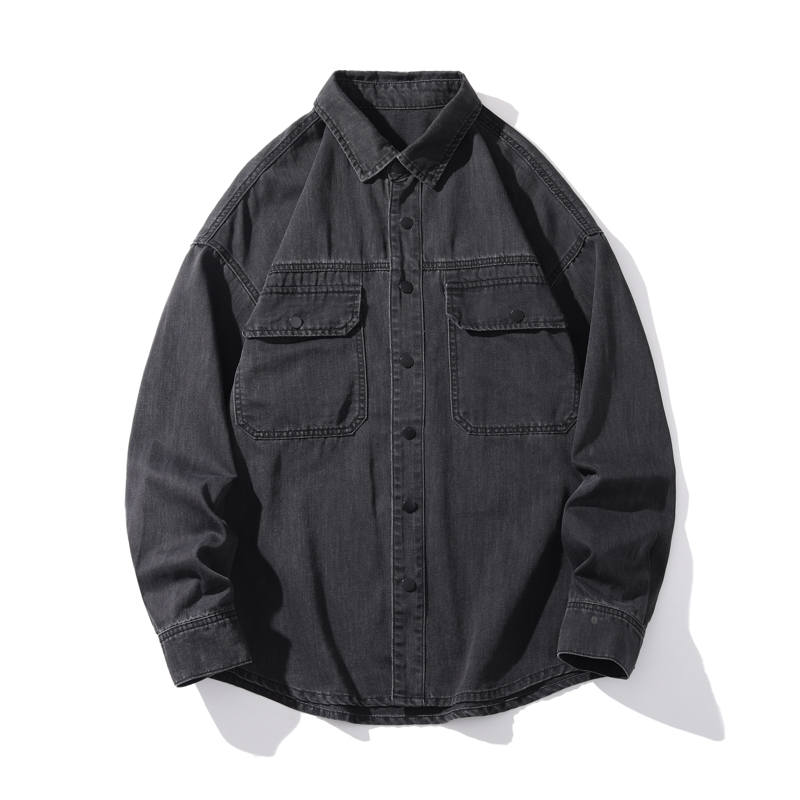 Jeep Shirts Unisex Lapel Moderate Denim