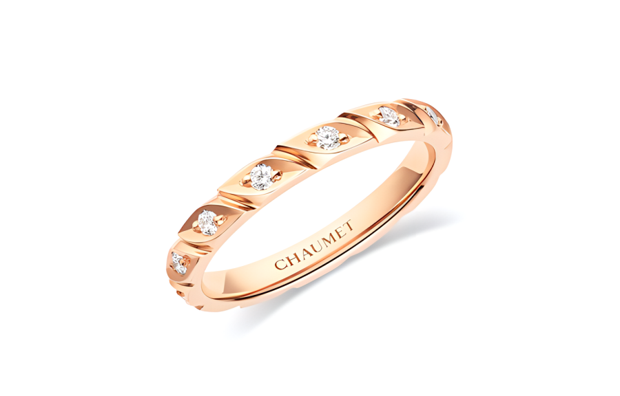 Chaumet 18K Rose Gold, Diamond 0.14 Carat Rings Women's