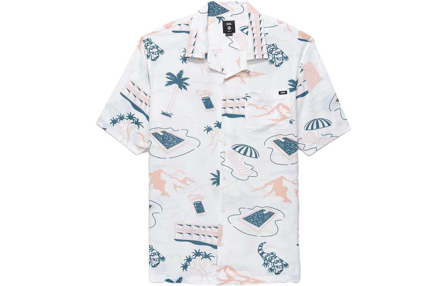 Vans Vans Scenic Shirts Men's White Lapel Moderate Other