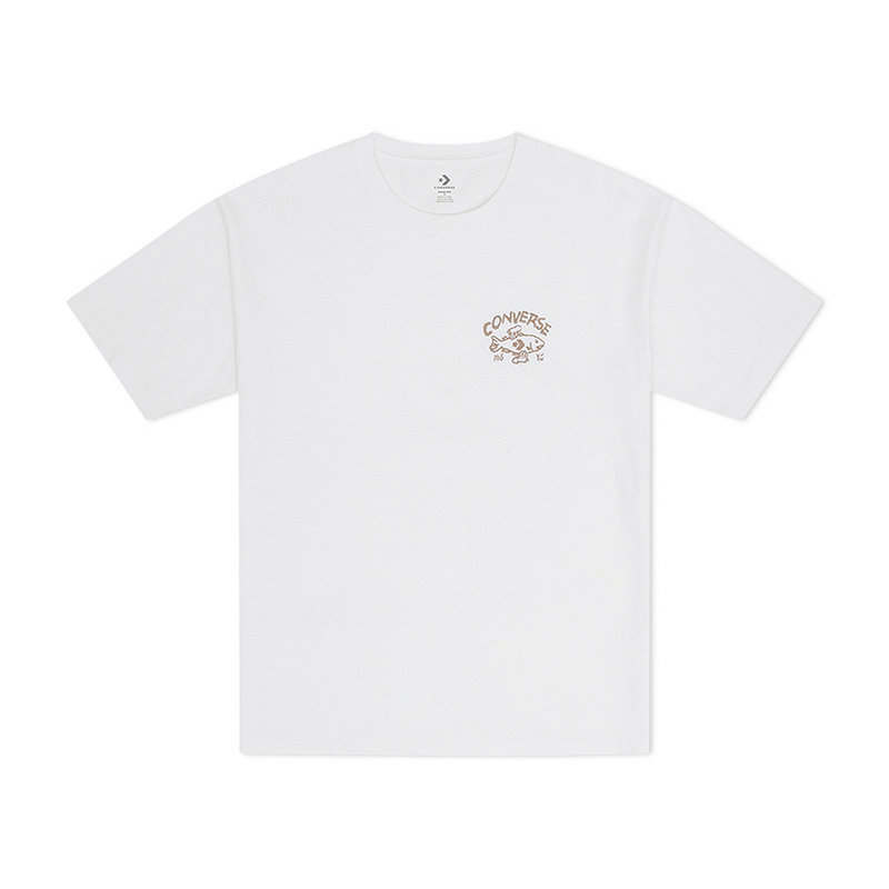 Converse Converse T Shirts Men's White Crew Neck Moderate